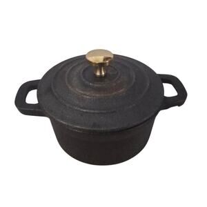 Crofton Mini Casserole Cast Iron POT 8 ounces Gold Handle 3.54 diameter